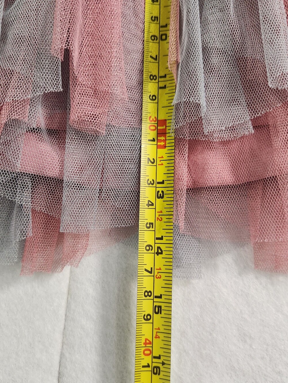 Matilda Jane Pink & Gray Layered Tulle Ruffle Skirt Size 8 - Picture 5 of 10